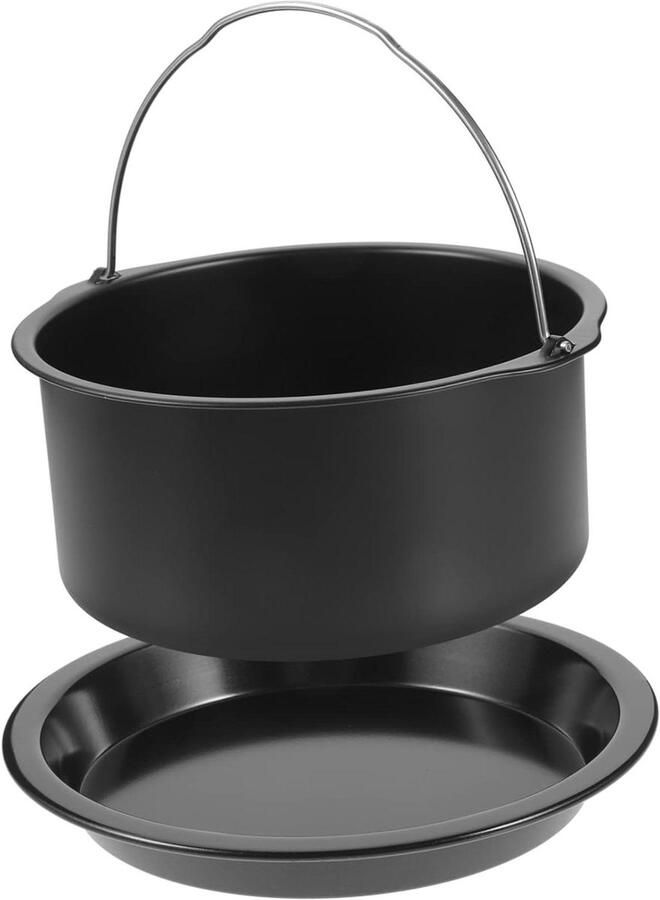 Airfryer Bakplaat Set Taartvorm Broodbakmand Bakken in Airfryer Anti-aanbaklaag 16.3x16.3cm Zwart