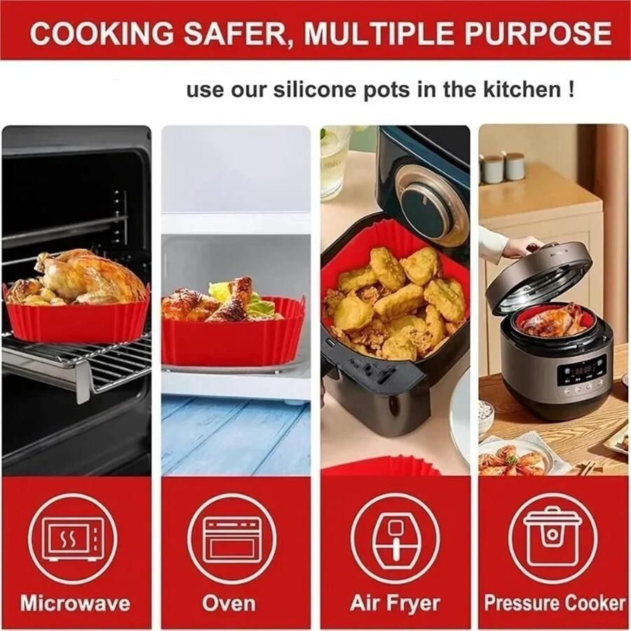 Airfryer Bakplaat Siliconen Liner Gelijkmatig Koken Herbruikbaar & Anti-aanbak 16 cm Grijs