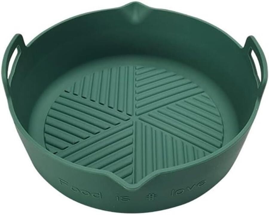 Airfryer Bakplaat Siliconen Pan Voedsel Bakken Hittebestendig Ontwerp 21 x 21 cm Groen