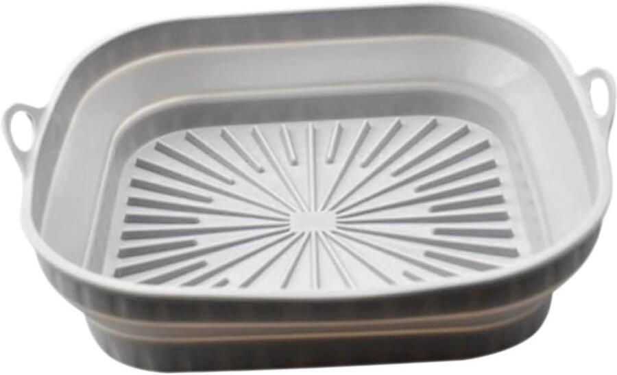 Airfryer Bakplaat Siliconen Voering Bakken en Braden Dubbele Handgrepen 21.5 cm Donkergrijs