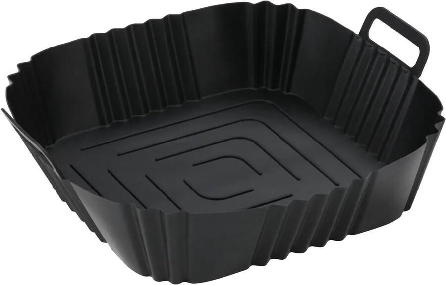 Airfryer Bakplaat Siliconen Voering Gelijkmatig Bakken Herbruikbaar Keukenaccessoire 16 cm Diameter Zwart