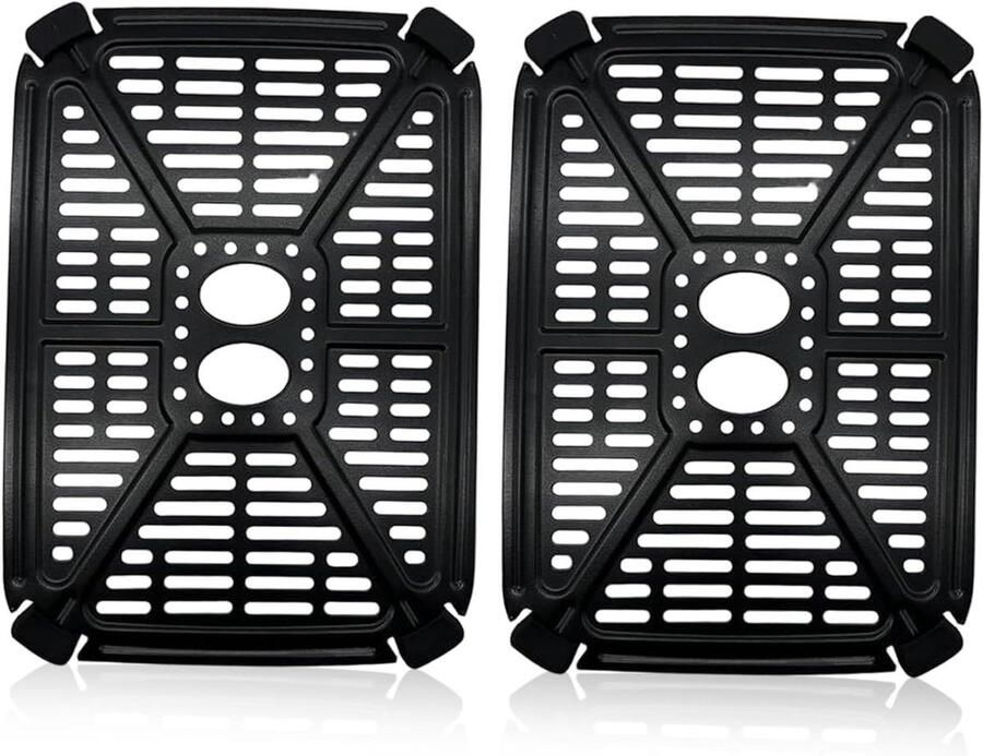 Airfryer Bakplaten Accessoires Set Gelijkmatig Koken Antiaanbaklaag Cool-Touch 22 x 15 cm Zwart