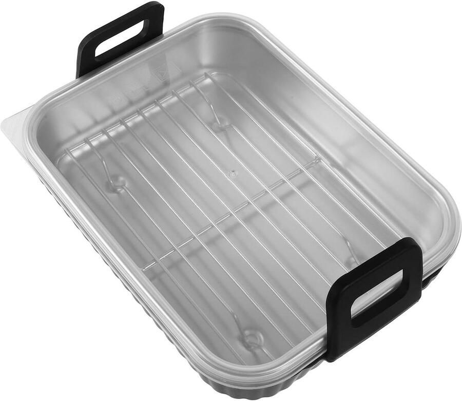 Airfryer Bakplaten Set Accessoires Keuken Bakken Grillen Braden Antiaanbaklaag 20x15x4 cm Zilver - Foto 1
