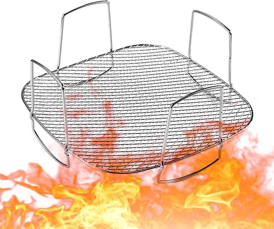 Rooster voor Luchtfriteuse Ovenmand Airfryer Gezond Koken Verbeterde Luchtstroom 20.5 x 20.5 x 10 cm Zilver