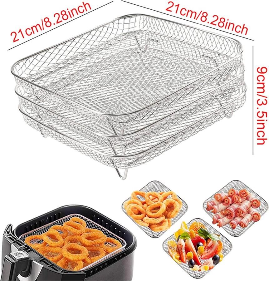 Airfryer bakrooster metaal vierkant rond rechthoekig ovengrill airfryer accessoires Geschikt voorCosori Instant Vortex Gourmia Foodi