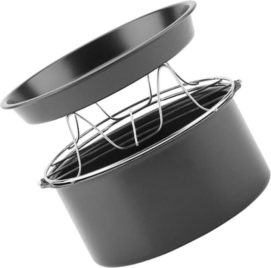Airfryer Bakset Keuken Accessoires Lekkere Gerechten Maken Roestvrij Staal 18x18x8 cm Zwart