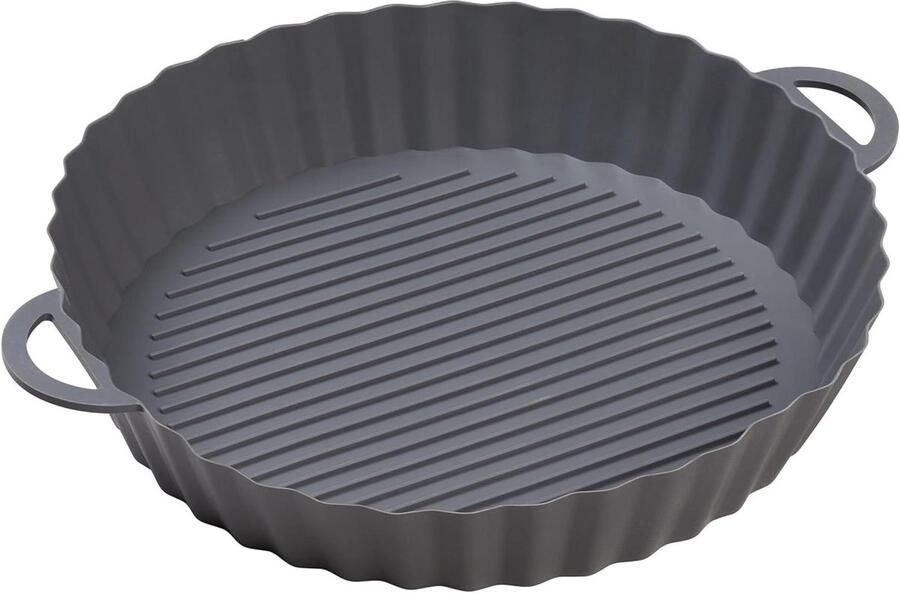 Airfryer Bakvorm Airfryer Accessoire Airfryen Zonder Knoeien Grooved Base Airflow 21 cm Grijs