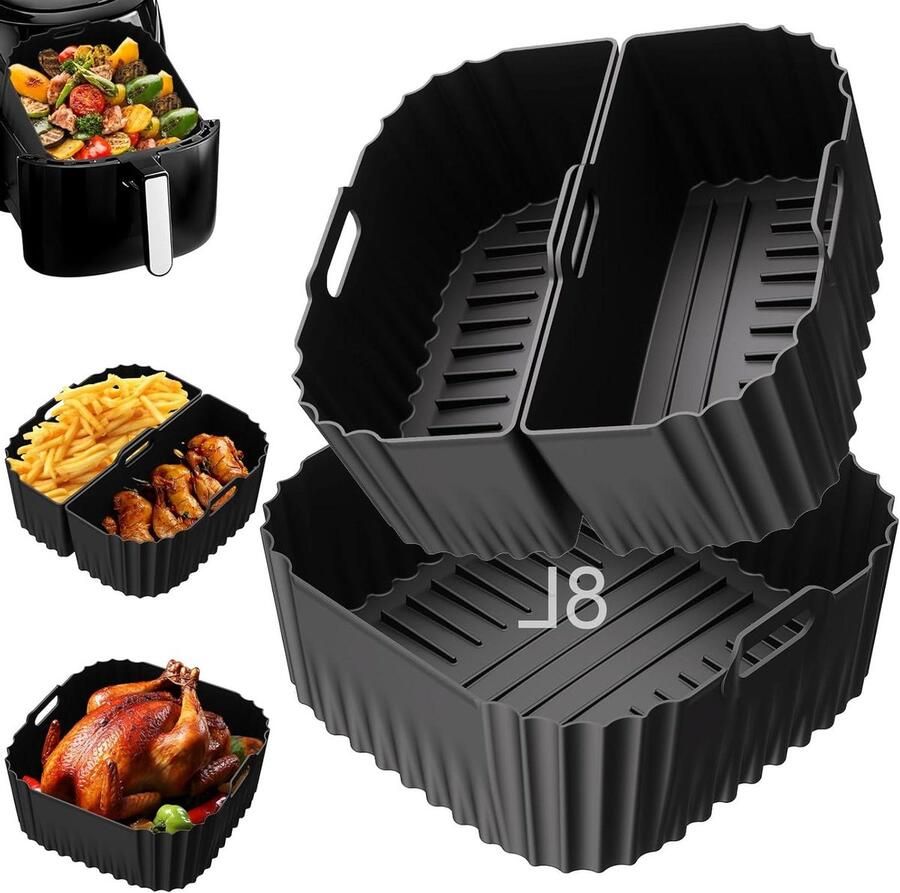 Airfryer Bakvorm Airfryer Accessoire Gezond Koken Dubbele Bakvorm 83L Grijs