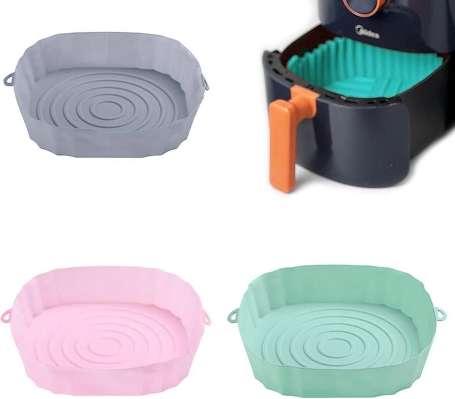 Airfryer Bakvorm Silicone Bakjes Koken en Bakken Gelijkmatige Verwarming 3 Stuks 20cm Mix Kleuren