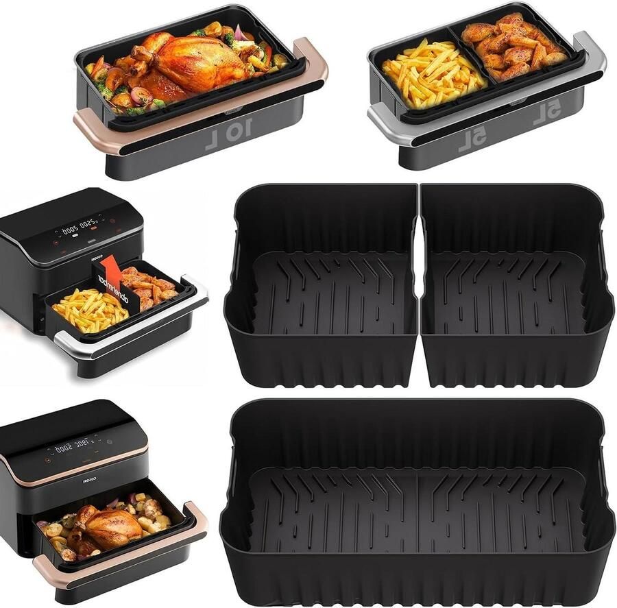 Airfryer Bakvorm Bakaccessoires Gezond Koken Dubbele Kamer Model 10 Liter Grijs