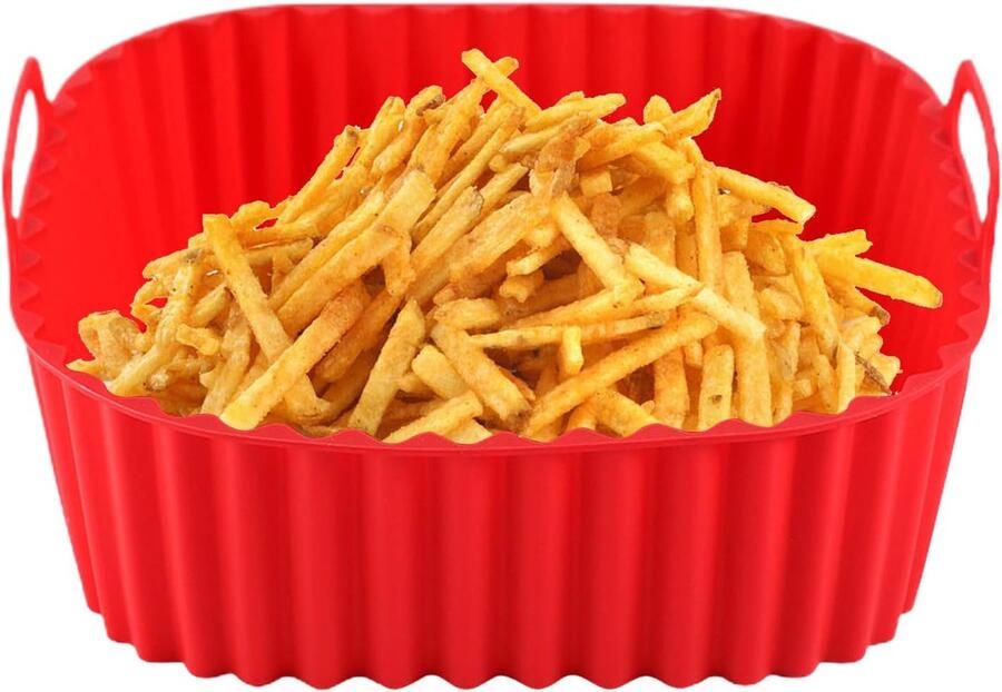 Airfryer Bakvorm Herbruikbare Bakplaat Bakken en Grillen Antiaanbaklaag 21x21 cm Rood