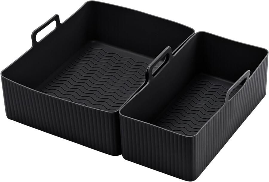 Airfryer Bakvorm Silicone Liner Gemakkelijk Koken Hittebestendig Materiaal 21x18x7 cm Zwart