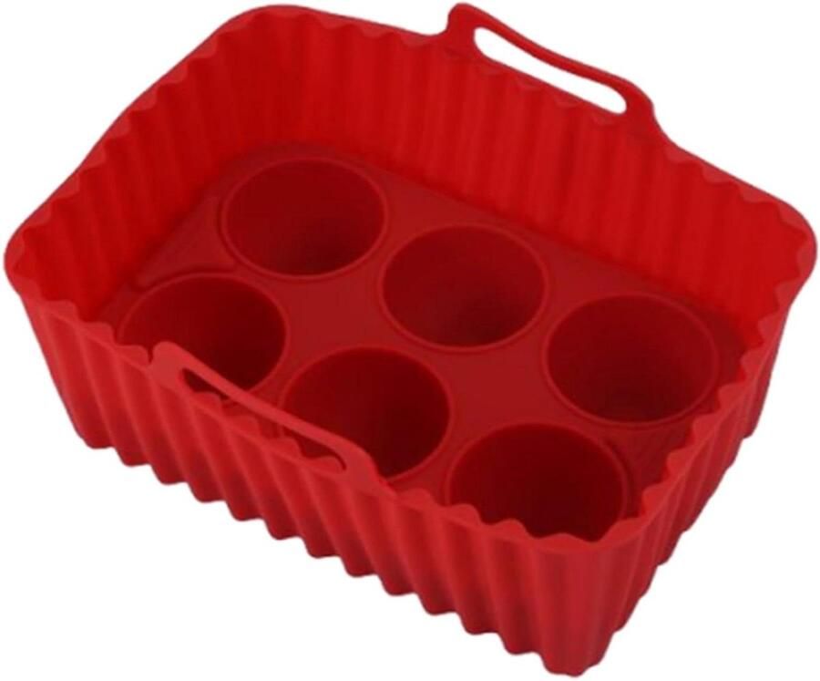 Airfryer Bakvorm Silicone Liner Koken en Bakken Met Handvatten 18.5x12x3.3cm Rood