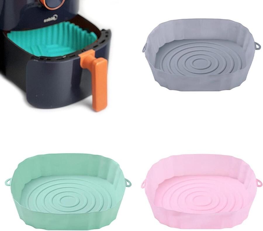 Airfryer Bakvorm Siliconen Bakjes Lekker Koken Gelijkmatige Verwarming 3 Stuks 20cm Multicolor
