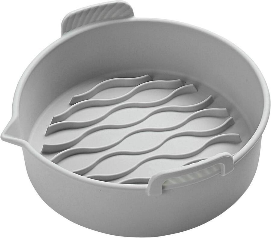 Airfryer Bakvorm Siliconen Bakaccessoire Veilig Bakken Roosteren Herbruikbaar en Wasbaar Rond Grijs