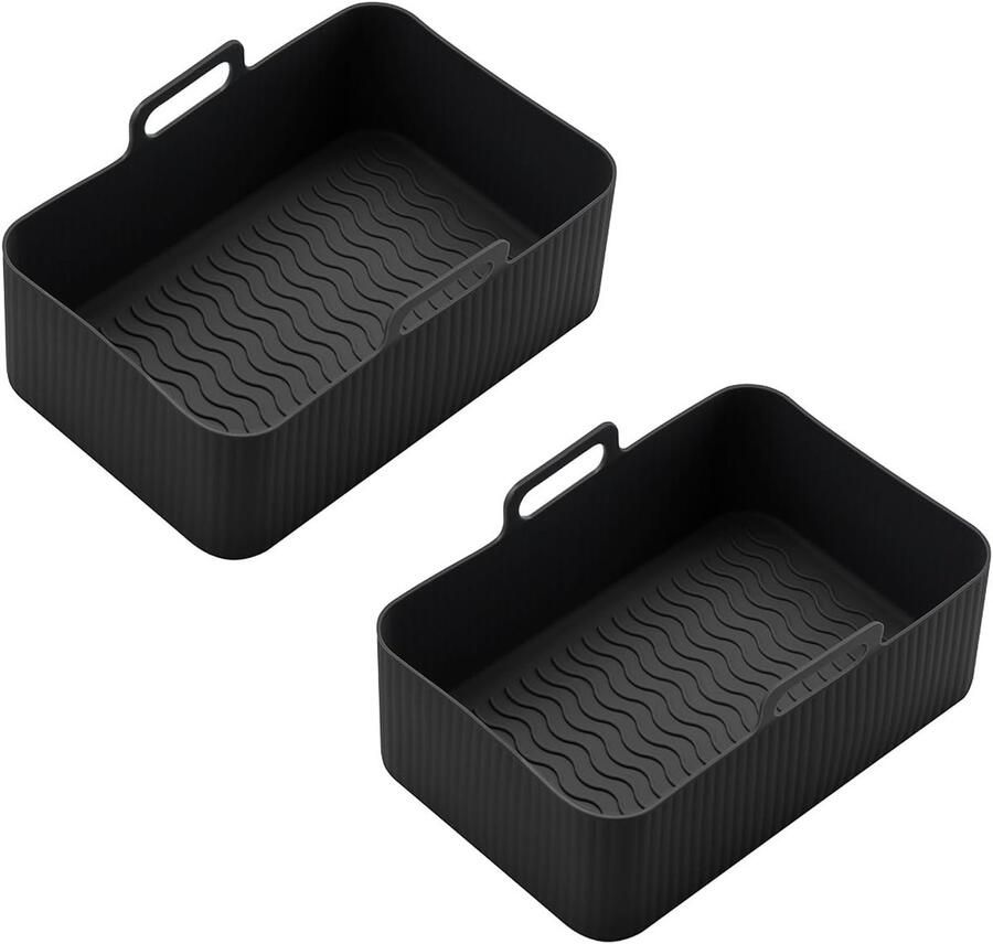 Airfryer Bakvorm Siliconen Bakjes Lucht Frituren Voedselvrij Bakken 20.5 x 13.5 x 7cm Zwart