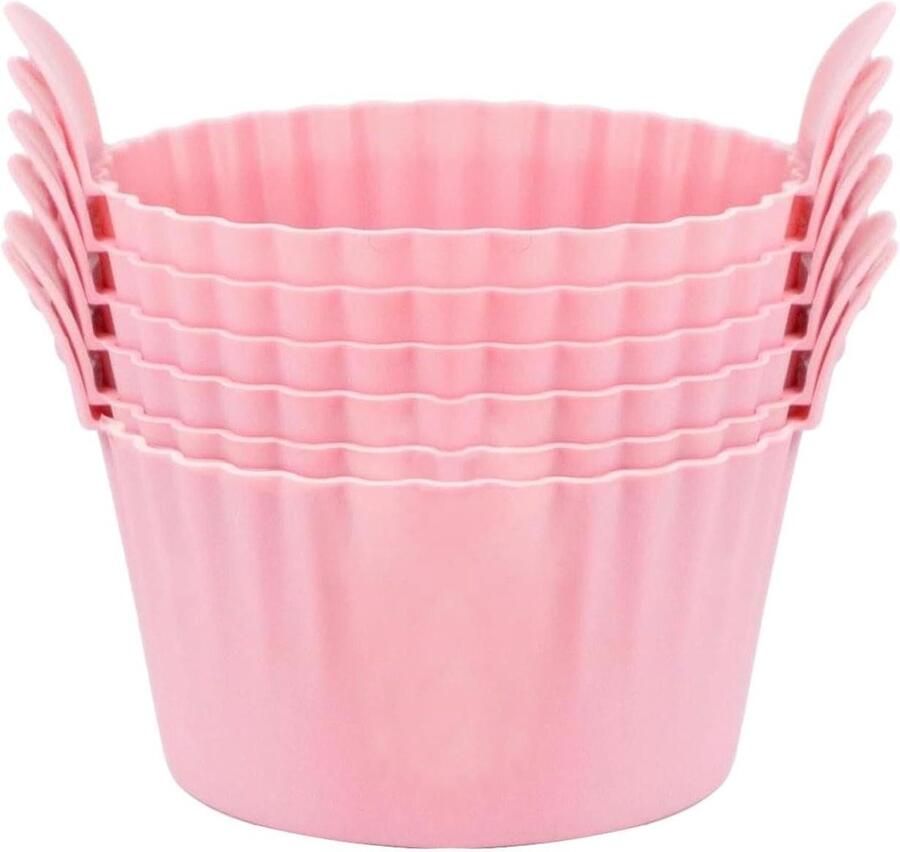 Airfryer Ei Vormen Siliconen Cups Bakken en Koken Herbruikbaar en Hittebestendig 6 Stuks Roze