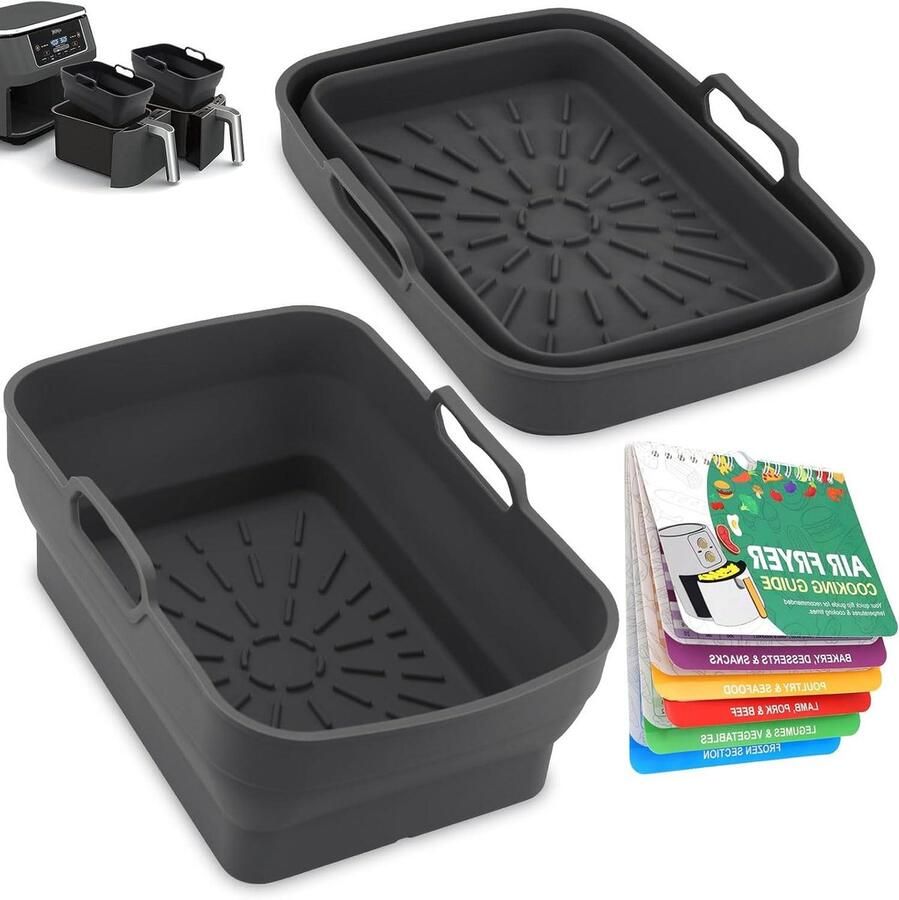 Airfryer Bakvorm Siliconen Hulzen Lekker Koken Met Kookhulp 2 Stuks Zwart