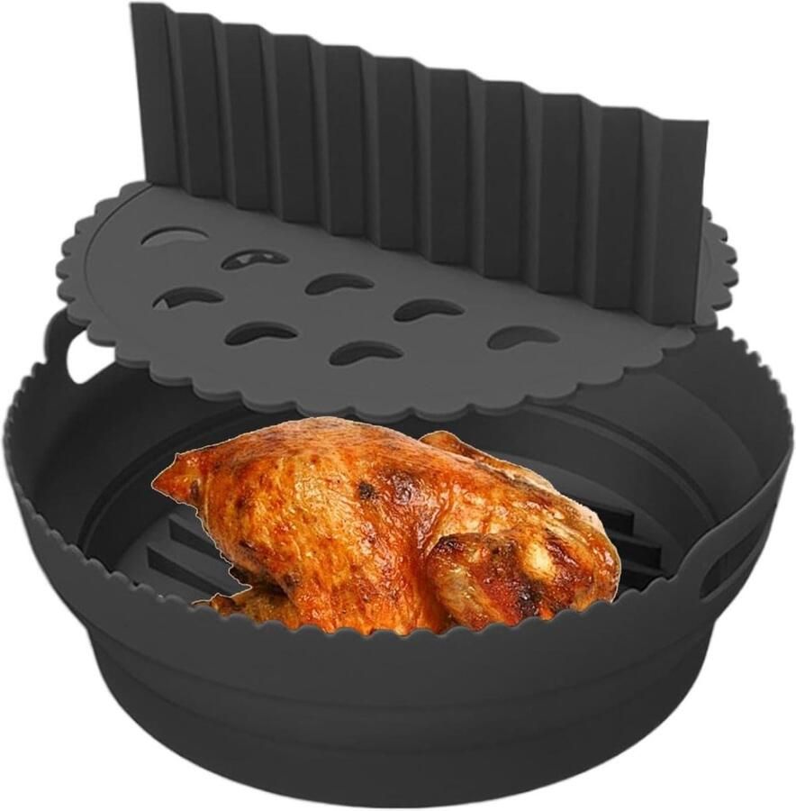 Airfryer Liner Siliconen Bakvorm Keuken Gemak Herbruikbaar & Vaatwasserbestendig 21.6 x 21.6 cm Zwart