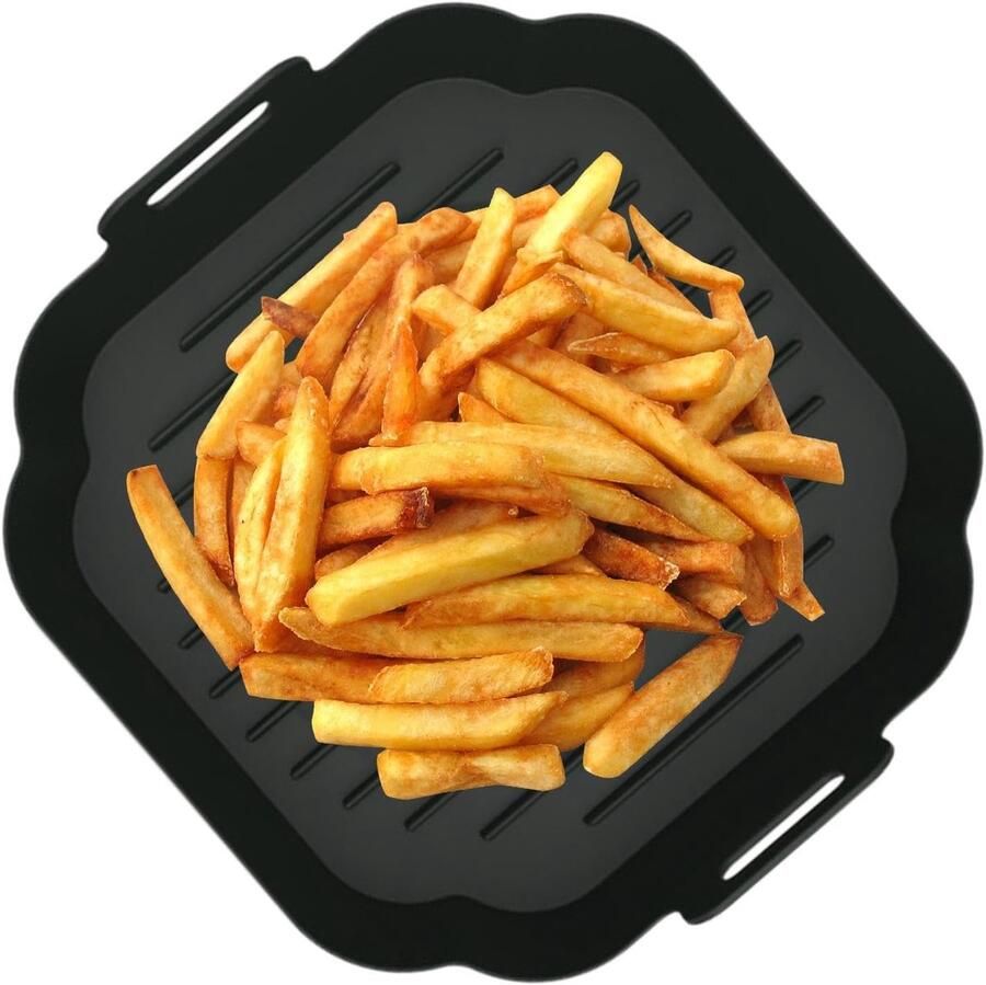 Airfryer Bakvorm Siliconen Inzetstuk Veelzijdig Bakken Hittebestendig Ontwerp 20.3 cm Rond Zwart