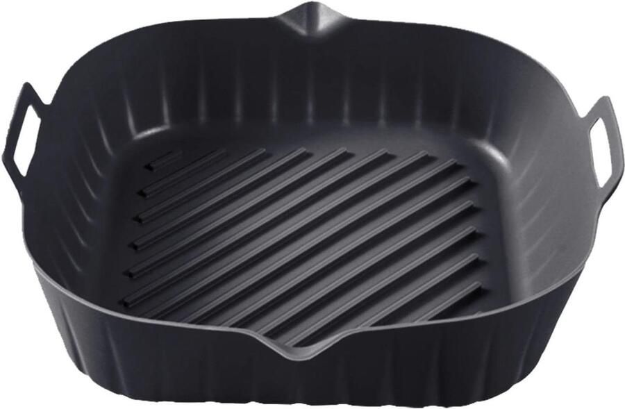 Airfryer Bakvorm Siliconen Mand Gezond Koken Met Handvatten 24x22cm Zwart