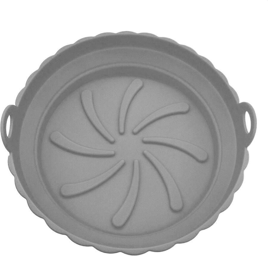 Airfryer Bakvorm Siliconen Mand Gezonder Bakken Verhoogde Olieafvoer 20cm Diameter Grijs
