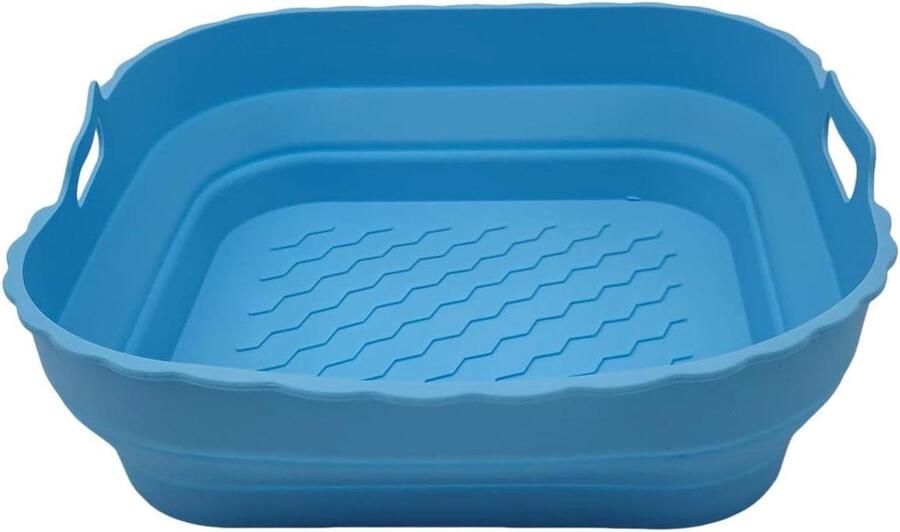 Airfryer Bakvorm Siliconen Mand Veelzijdig Koken Opvouwbaar Ontwerp 23cm Diameter Blauw