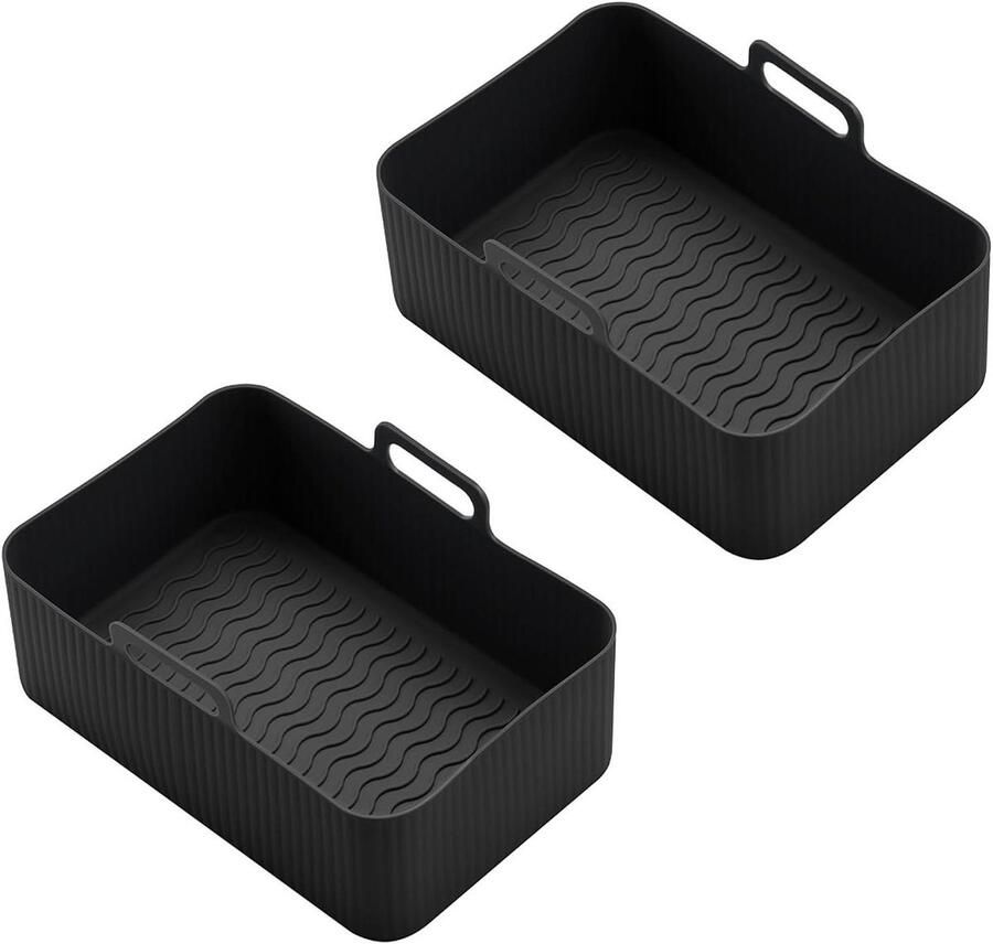 Airfryer Bakvorm Siliconen Mandjes Koken en Bakken Voedselveilig Siliconen 19.5x13.5x7CM Zwart