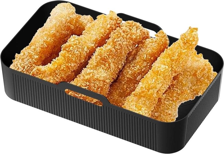 Airfryer Bakvorm Siliconen Mat Bakken en Braden Herbruikbaar Hittebestendig 33x22 cm Zwart