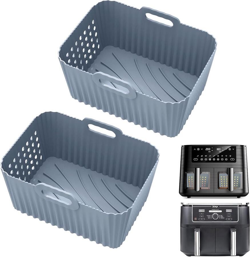 Herbruikbare Airfryer Bakvormen Geschikt voor Dual Zone 9L XL Zwart 2 Stuks