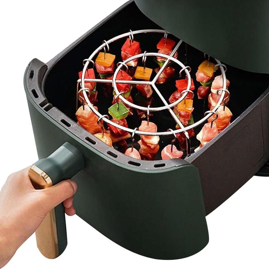 Airfryer Barbecue Grill Verticale BBQ Maaltijden Bereiden 360 Warmtecirculatie 16x10cm Zilver