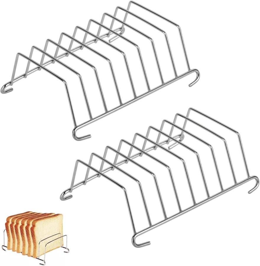 Airfryer Broodrooster Rek Broodrek RVS Brood Organiseren Versterkte Lasnaden 13.5 x 9 x 5 cm Metallic