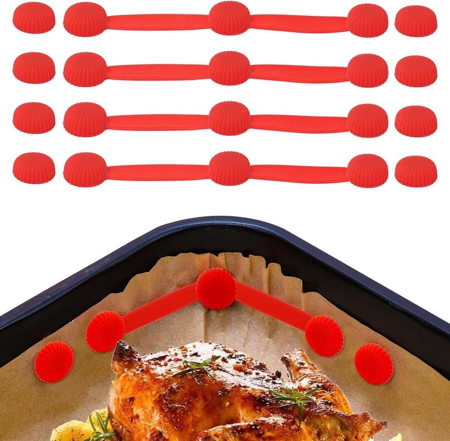Airfryer Magneten Bakpapier Clips Keuken Organisatie Houdt Bakpapier Vast 4 Stuks Rood