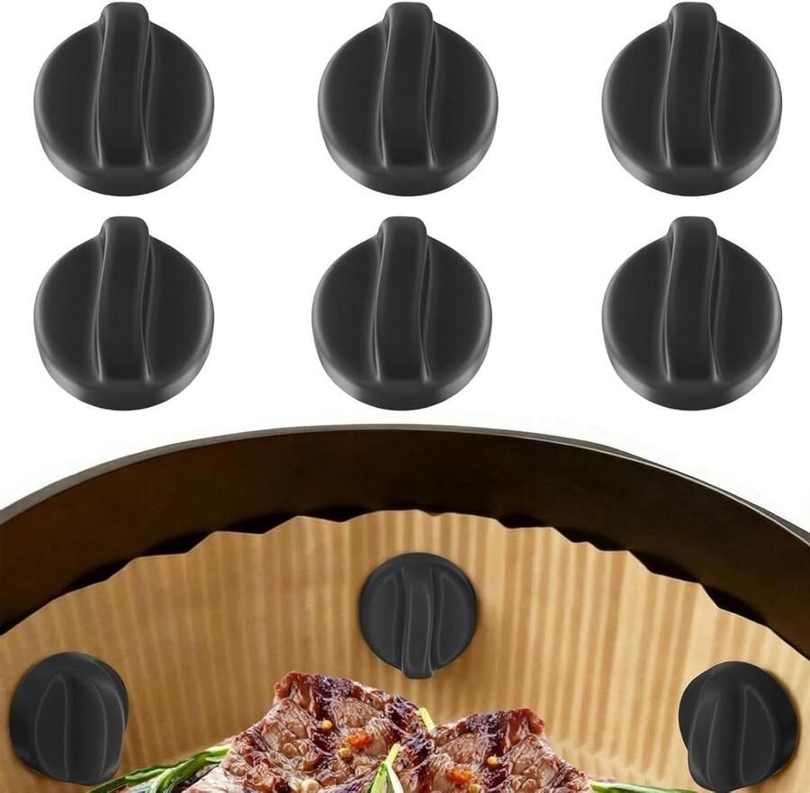 Airfryer Clips Magnetische Gespen Bakpapier Bevestigen Hittebestendig Siliconen 6 Stuks Zwart