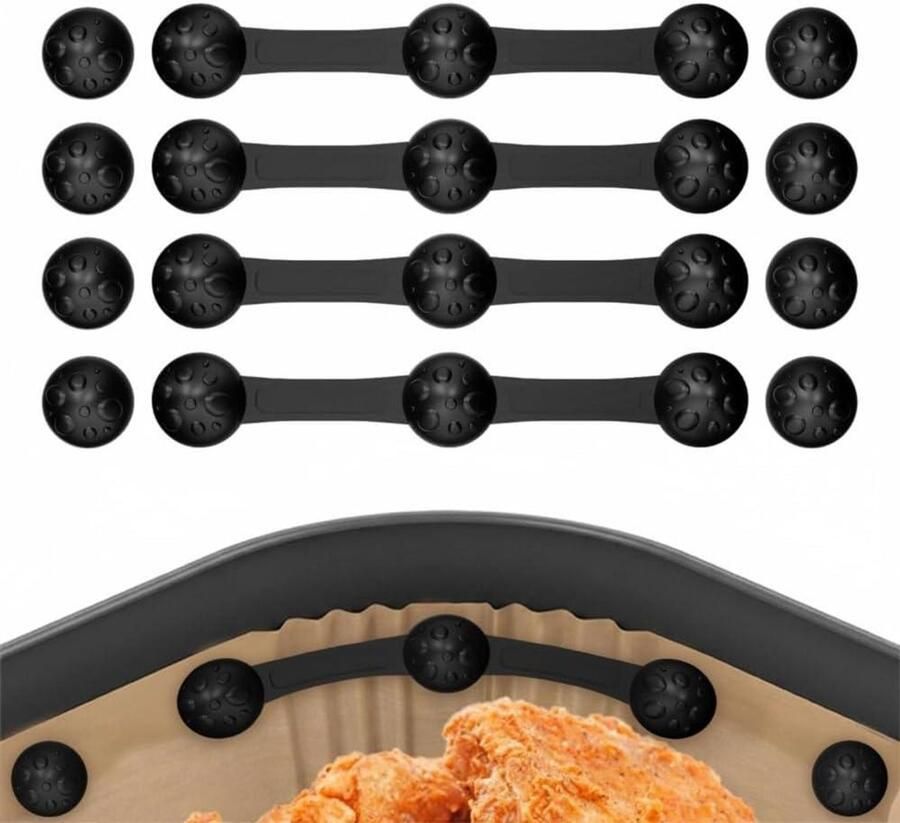 Airfryer Clips Magnetische Houders Bakken Zonder Knoeien Hittebestendig Siliconen 12 Stuks Zwart
