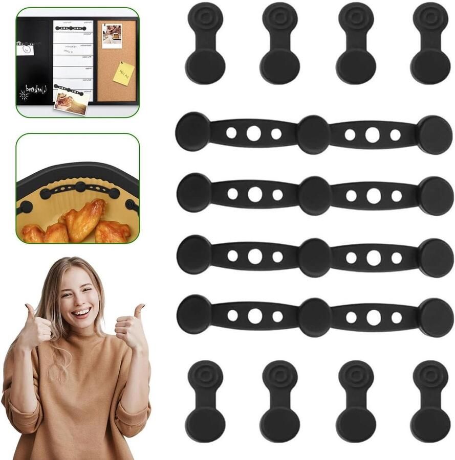 Airfryer Clips Siliconen Banden Voorkom Krassen Hittebestendig Materiaal 1 Stuk Zwart