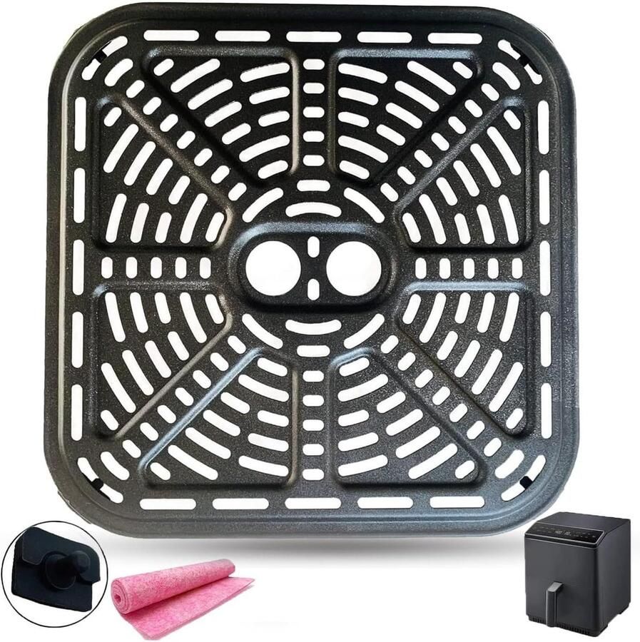 Airfryer Crisper Plate Grill Pan Tray Crispy Food Maken Dubbele Laag Coating 22.86 x 22.86 cm