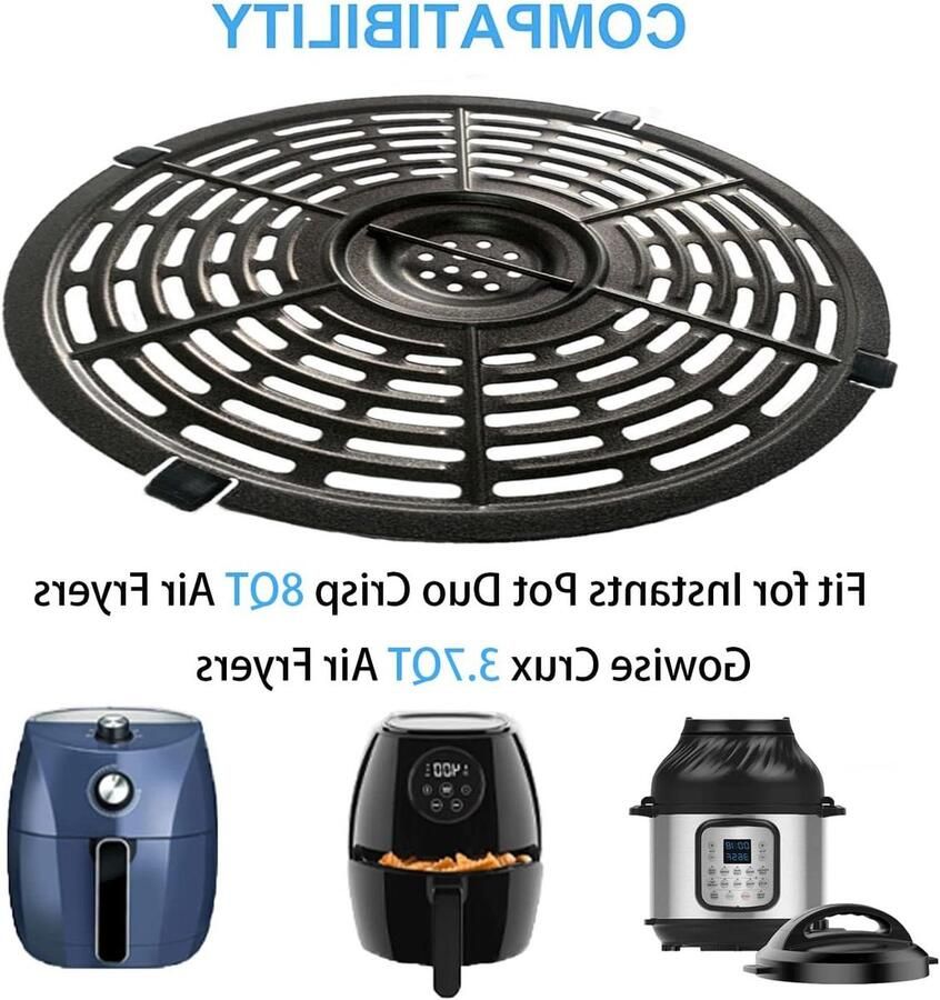 Airfryer Crisper Tray Grill Pan Plate Koken van Snacks Dubbele Coating 20.5 x 20.5 cm Zwart