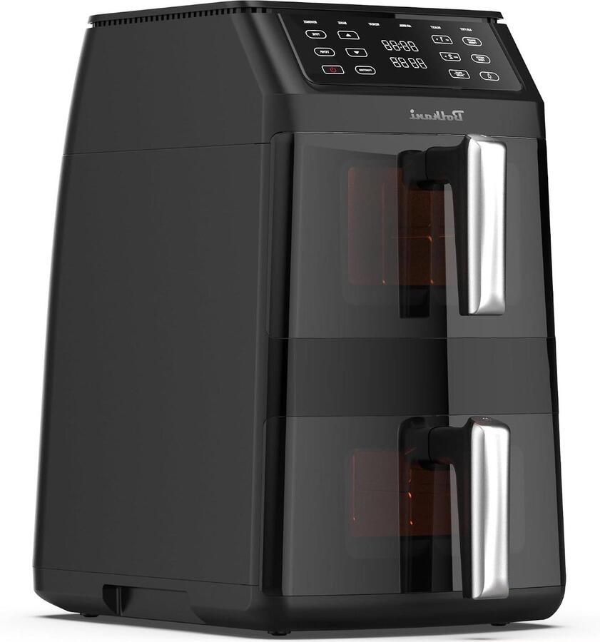Heteluchtfriteuse Dubbel Dubbele Kamer Gezond Koken Twee Separate Manden 11 Liter Zwart Zilver