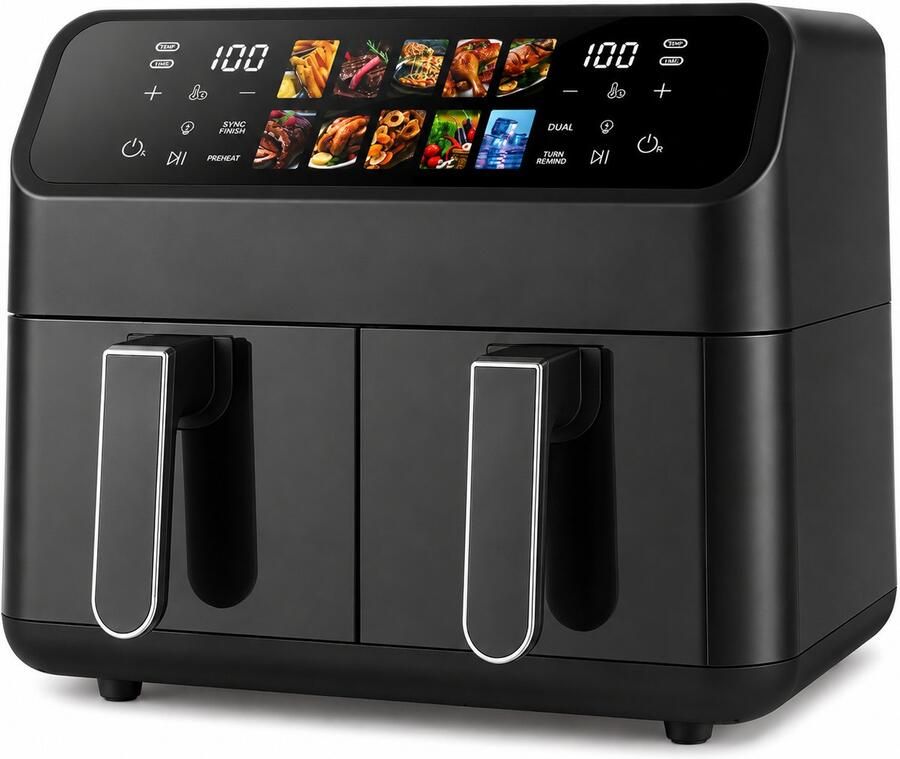 Airfryer Dubbele Mand 10L – 2x 5L Dual Zone – 2000W – 10 Programma s – LED Touchscreen – Syncfunctie