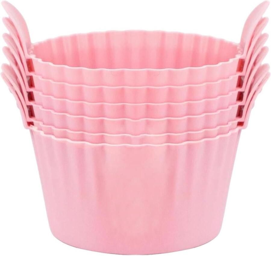 Airfryer Ei Vormen Siliconen Cups Bakken en Koken Herbruikbaar en Hittebestendig 6 Stuks Roze