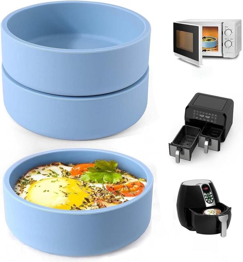 Airfryer Eier Molds Eierkoker Siliconen Ontbijt Maken BPA-vrij Food-Grade 4 Inch Diameter Blauw