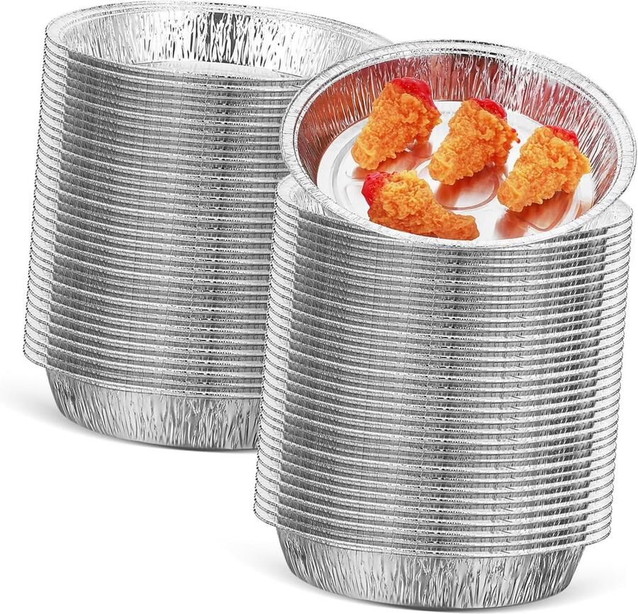 Airfryer Folie Bakjes Wegwerp Pannen Bakken En Braden Ovenbestendig Kookgerei 21.5x18x3.6cm Zilver
