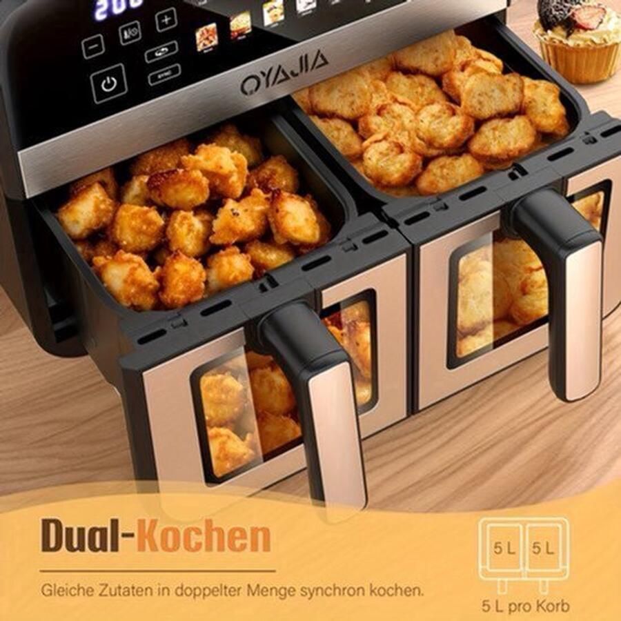 Airfryer – Friteuse – Heteluchtoven – Heteluchtfriteuse – Oven – 10 5L DualZone Met Dubbele Mand – 2600W Vermogen Met Touchscreen Bediening