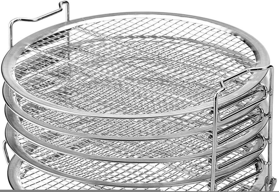 Airfryer Grill Accessoires Oven Racks Koken en Bakken 5 Laags Stapelbaar 19 cm Diameter Zilver