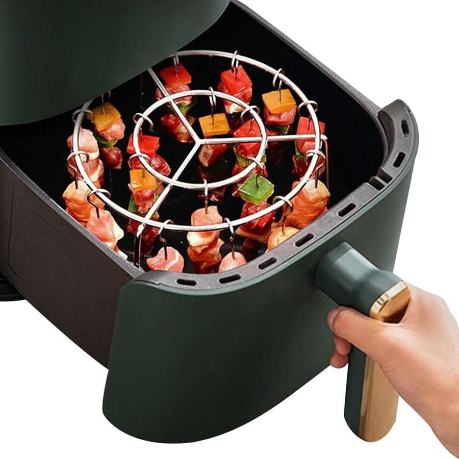 Airfryer Grill Barbecue Rack Verticaal Grillen 360 Thermische Circulatie 16x10cm Zilver