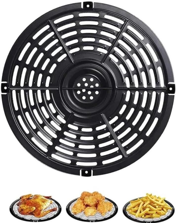 Airfryer Grill Pan Bakplaat Vervanging Gezond Bakken Perforatie Ontwerp 18 cm Zwart