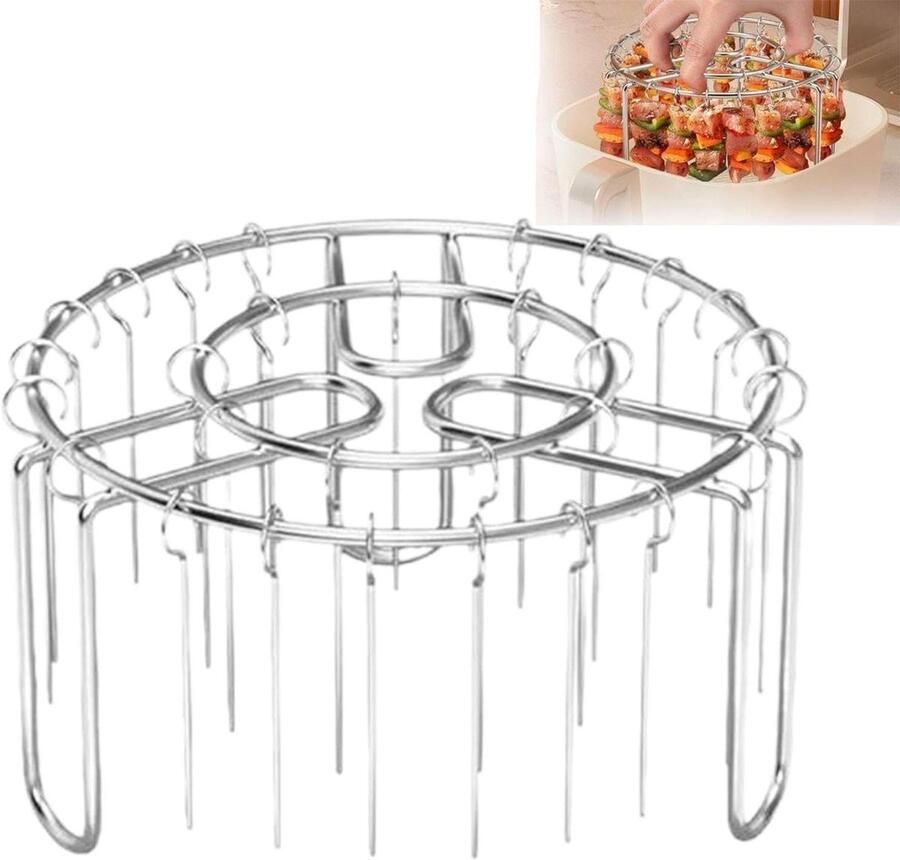 Airfryer Grill Spiesenrek BBQ Spiesjes Set Verticaal Grillen Roestvrij Staal 19 x 173 x 1341 cm