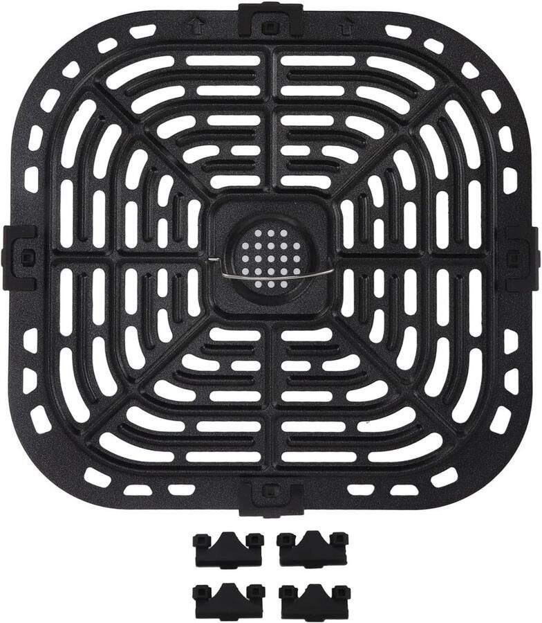 SnelShoppen RVS Airfryer Grillpan 9.4 x 9 Inch Vervangingsplaat Geschikt als Airfryer Accessoires Gezond Koken BPA-vrij Ideaal voor Keuken en BB