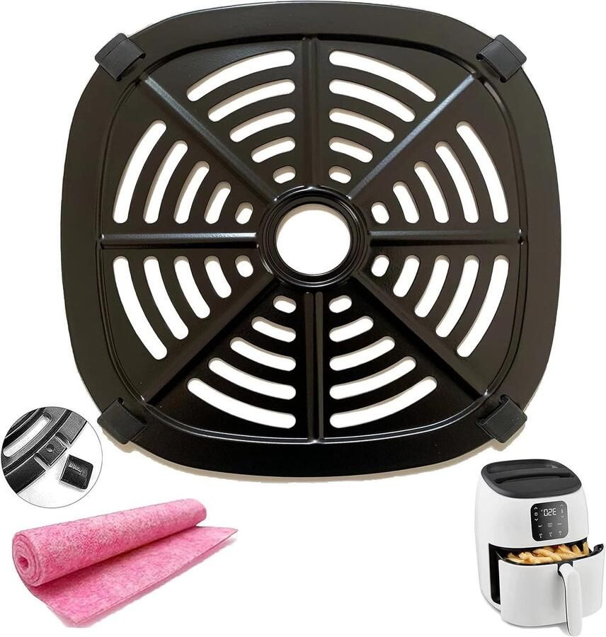 Airfryer Grillpan Crisper Plate Gezond Grillen Antikleefcoating 17.5 cm Zwart